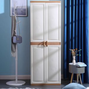 "Kids Wardrobe with Synthetic Material, Shelf, and Door"
