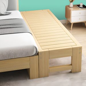 "Gender Neutral Simplistic Wood Color Lumber Panel Standard Kids Bed"