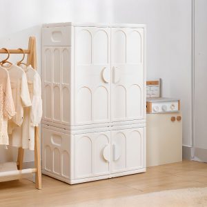 "Chalk Simplistic Standard Children's Bookshelf with 4 Vertical Synthetic Shelves, 2 Doors, Standalone"
