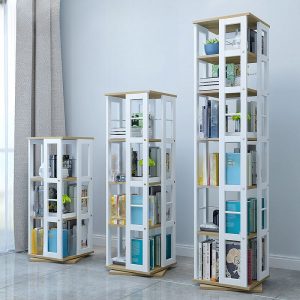 "Rotatable Standard Children's Bookshelf with 6/5/4 Shelves, Vertical Orientation, Open Back, Wood Material, Scratch-repellent, Double-sided"