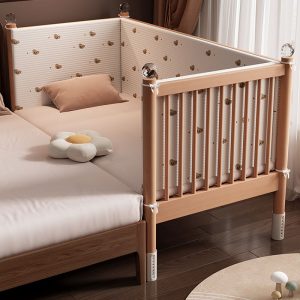 "Trendy Unfinished Color Lumber Gender Neutral Standard Kids Bed with Coir, Guardrail"