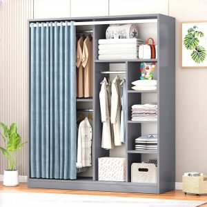 "Functional Kids Wardrobe with Lumber Build, Shelf, Clothing Rod, and Door"