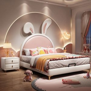 "Simplistic Lumber Frame White Girl/ Woman+ Standard Children Bed with Headboard, Underbed Storage Included/Not Included"